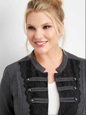 Maurices plus size lace trim military cardigan